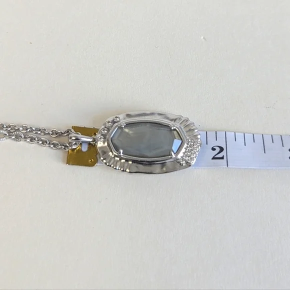 Kendra Scott Anna Gray Apatite Pendant Long Chain Necklace Cubic Zirconia Accent - Picture 9 of 11